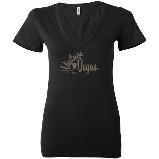 Vintag Vegas Logo, Bella Ladies V-Neck