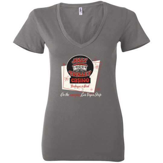 Jolly Trolley Casino, Las Vegas, Bella Ladies V-Neck Tee