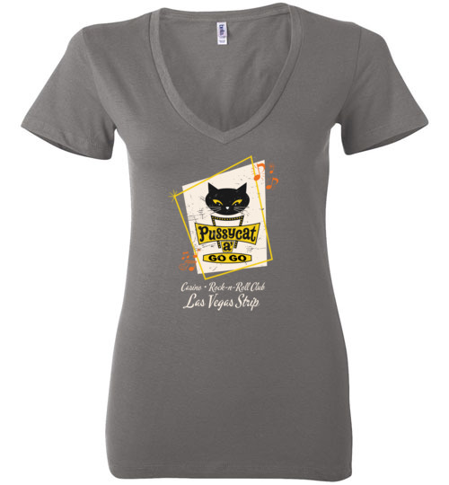 Pussycat a' Go-Go, Las Vegas, Bella Ladies V-Neck Tee