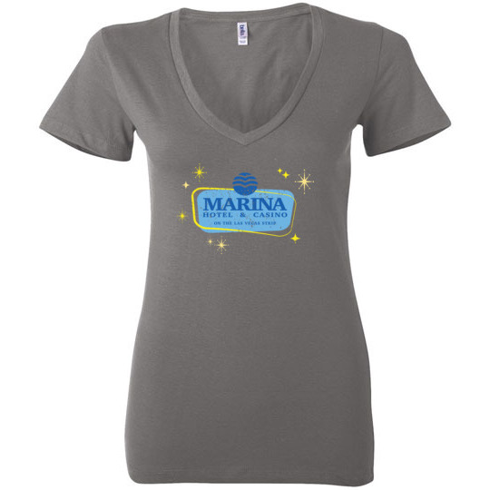 Marina Hotel and Casino, Las Vegas, Bella Ladies V-Neck Tee