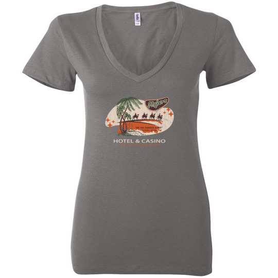 Algier's Hotel and Casino, Las Vegas, Version 3, Bella Ladies V-Neck Tee