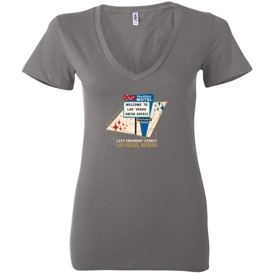 Par-a-Dice Motel, Las Vegas, Bella Ladies V-Neck Tee