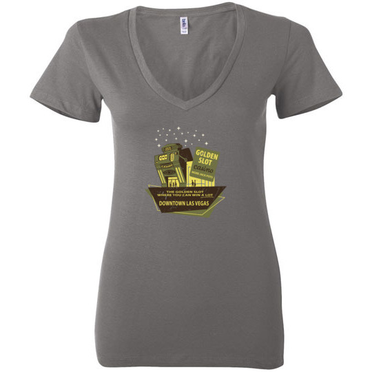 Golden Slot Club, Las Vegas, Version 2, Bella Ladies V-Neck Tee