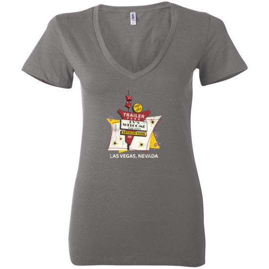 Pair A Dice Trailer Park, Las Vegas, Bella Ladies V-Neck Tee