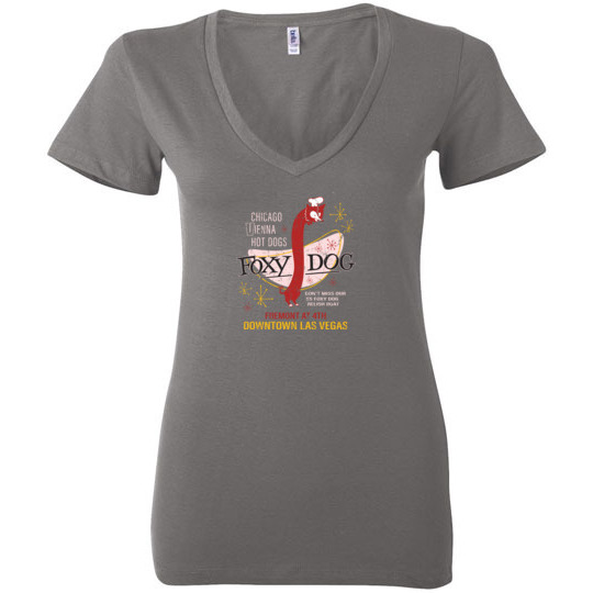Foxy Dog, Las Vegas, Bella Ladies V-Neck Tee