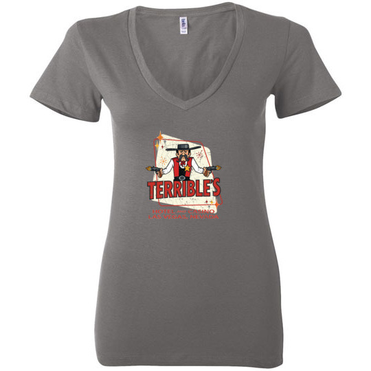 Terrible's Hotel and Casino, Las Vegas, Version 2, Bella Ladies V-Neck Tee