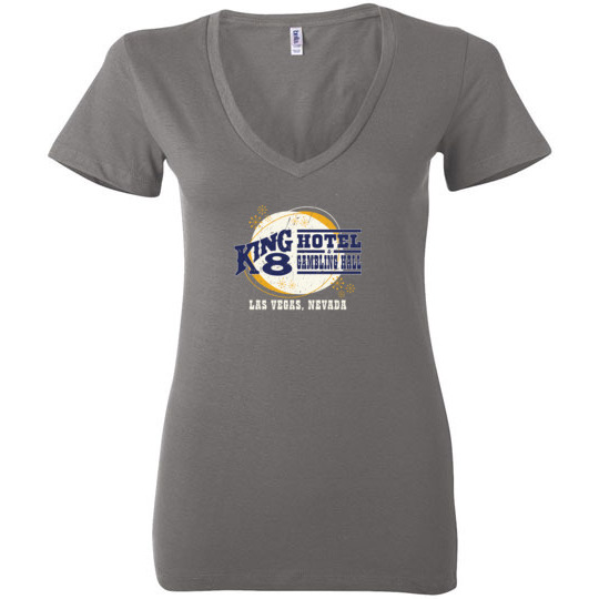 King 8 Hotel & Gambling Hall, Las Vegas, Bella Ladies V-Neck Tee