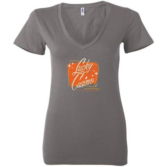 Lucky Casino, Las Vegas, Bella Ladies V-Neck Tee