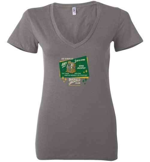 Buckley's Jackpot Club, Las Vegas, Version 2, Bella Ladies V-Neck Tee