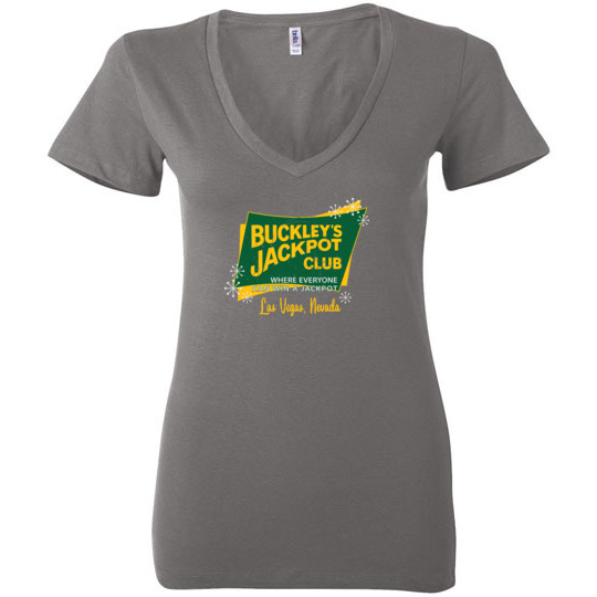 Buckley's Jackpot Club, Las Vegas, Version 1, Bella Ladies V-Neck Tee