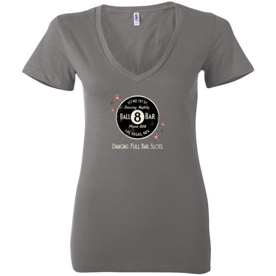 8 Ball Bar and Casino, Las Vegas, Bella Ladies V-Neck Tee