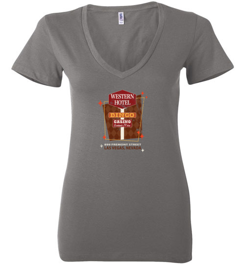 Western Hotel and Casino, Las Vegas, Bella Ladies V-Neck Tee