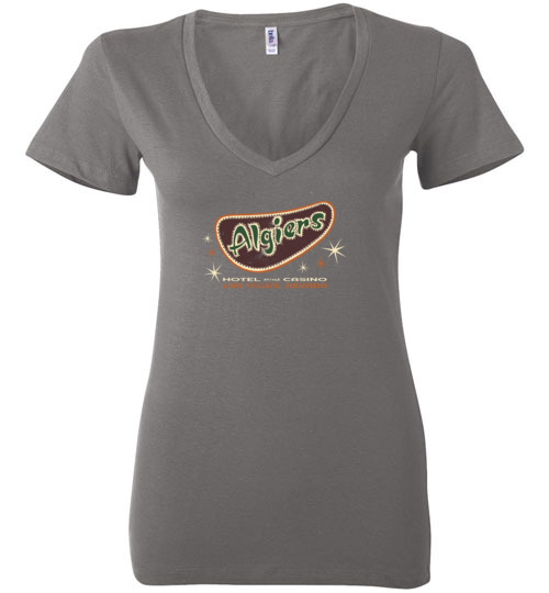 Algiers Hotel and Casino, Las Vegas, Version 1a, Bella Ladies V-Neck Tee
