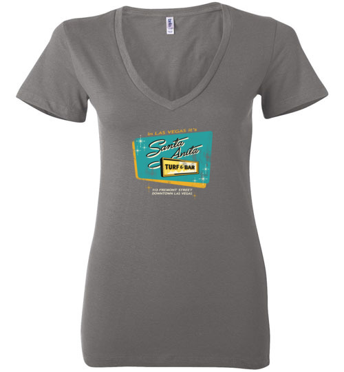 Santa Anita Turf & Bar, Las Vegas, Version 2, Bella Ladies V-Neck Tee