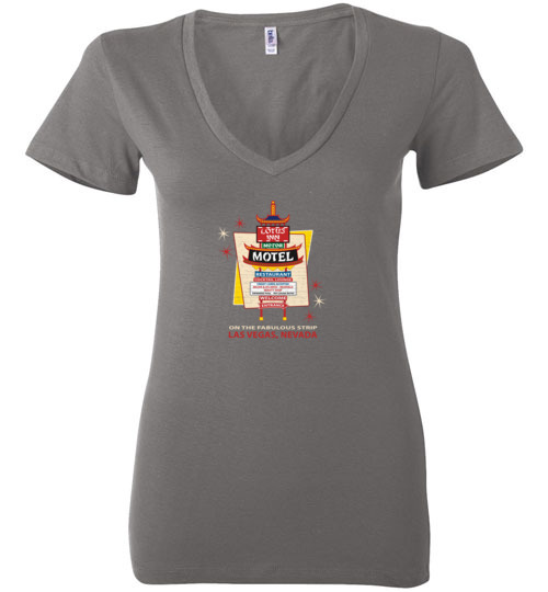 Lotus Inn Motel and Casino, Las Vegas, Version 2, Bella Ladies V-Neck Tee