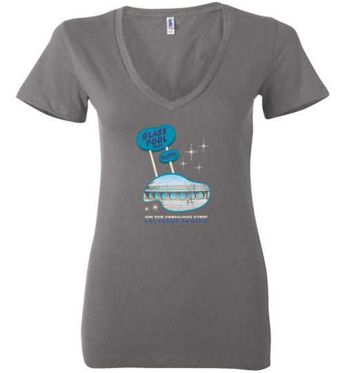 Glass Pool Inn, Las Vegas, Bella Ladies V-Neck Tee