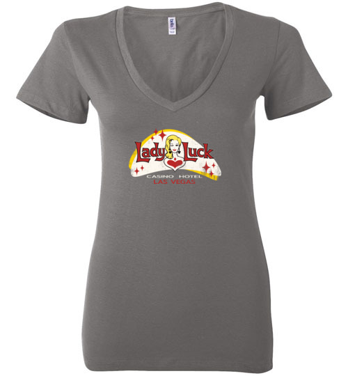 Lady Luck Hotel and Casino, Las Vegas, Version 2, Bella Ladies V-Neck Tee