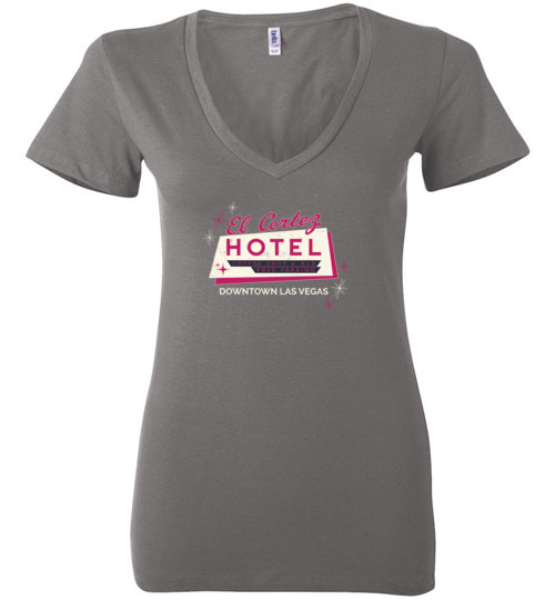 El Cortez Hotel and Casino, Las Vegas, Version 3, Bella Ladies V-Neck Tee