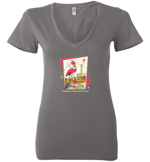 Flamingo Hotel and Casino, Las Vegas, Version 3, Bella Ladies V-Neck Tee
