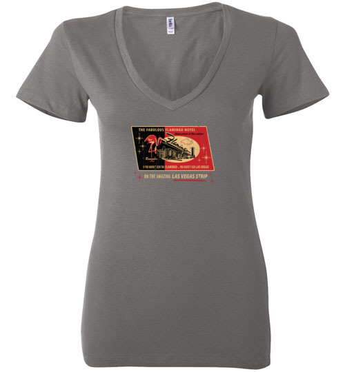 Flamingo Hotel and Casino, Las Vegas, Version 4, Bella Ladies V-Neck Tee