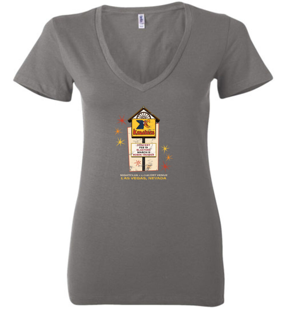 Krackers Nightclub and Concert Venue, Las Vegas, Bella Ladies V-Neck Tee