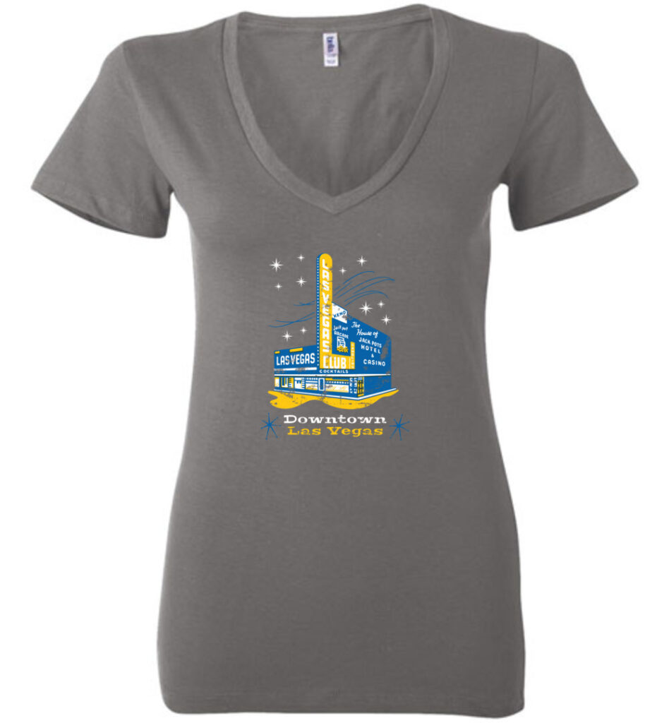 Las Vegas Club Hotel and Casino, Las Vegas, Version 2, Bella Ladies V-Neck Tee