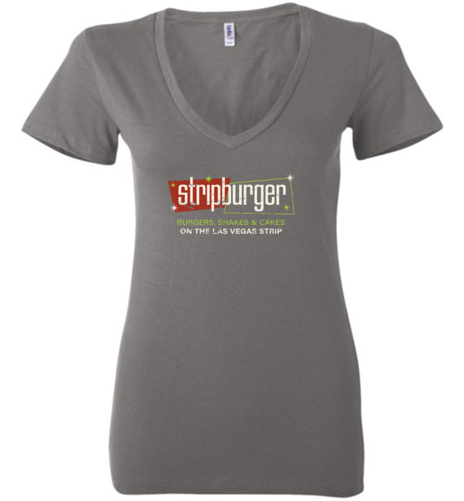 Stripburger, Las Vegas, Bella Ladies V-Neck Tee