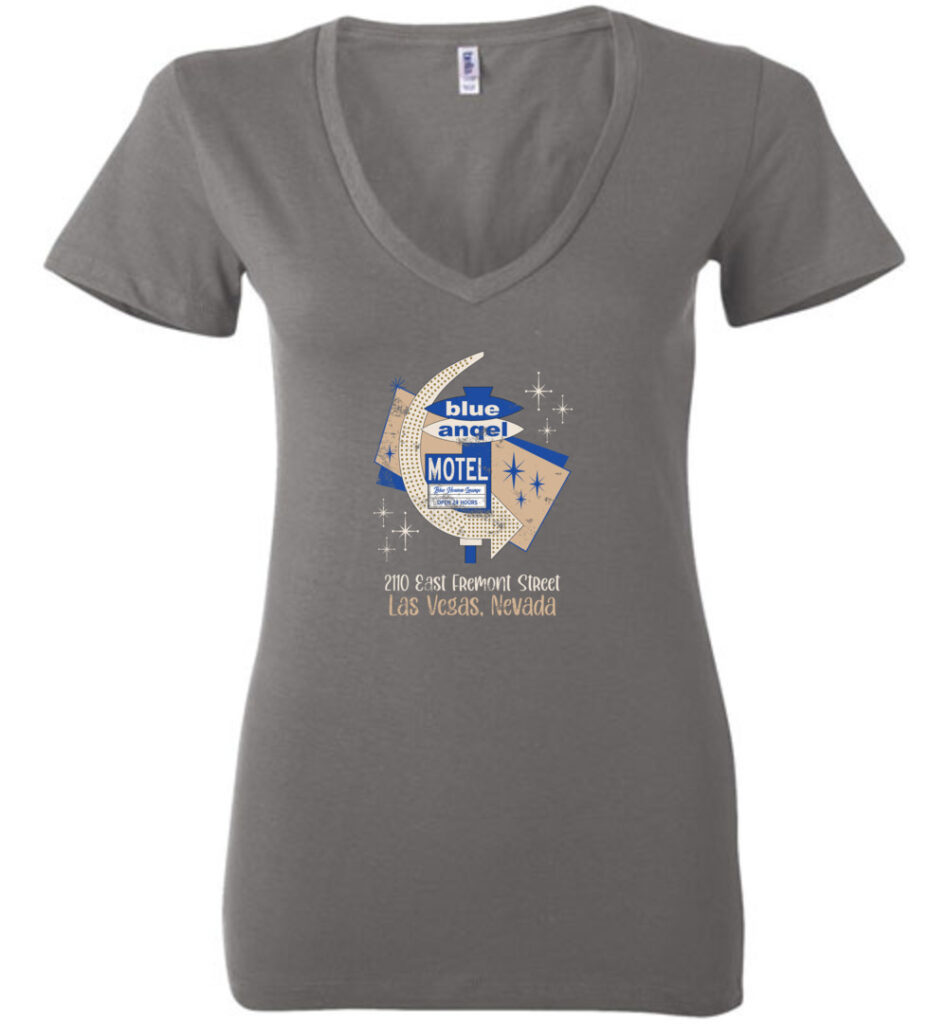 Blue Angel Motel, Las Vegas, Version 1, Bella Ladies V-Neck Tee