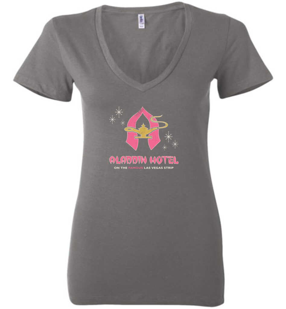Aladdin Hotel and Casino, Las Vegas, Version 4, Bella Ladies V-Neck Tee