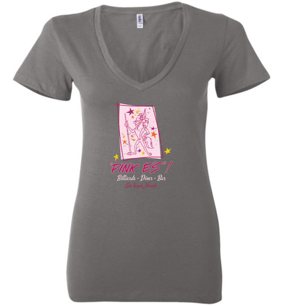 Pink E's Pool Hall, Las Vegas, Bella Ladies V-Neck Tee