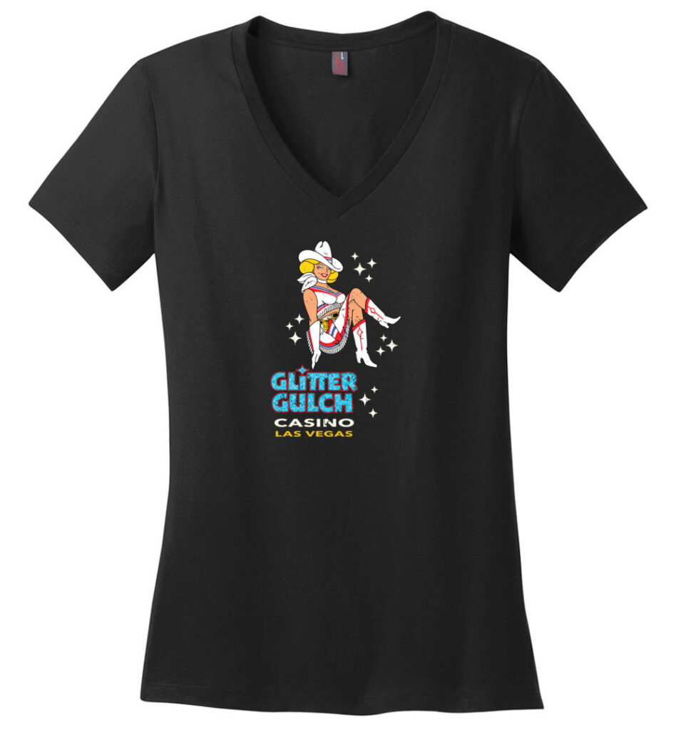 Glitter Gulch, Las Vegas, Version 2, Bella Ladies V-Neck Tee