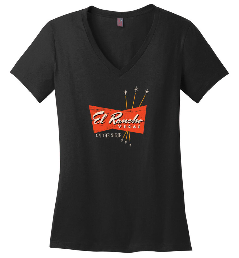 El Rancho Hotel and Casino, Las Vegas, Version 8, Ladies V-Neck Tee